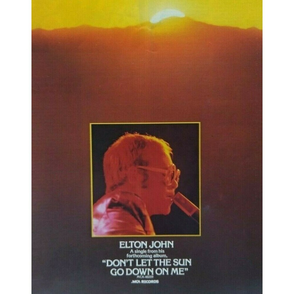 Elton John Don't Let The Sun Go Down On Me Music Magazine AD 1974 Vintage Art